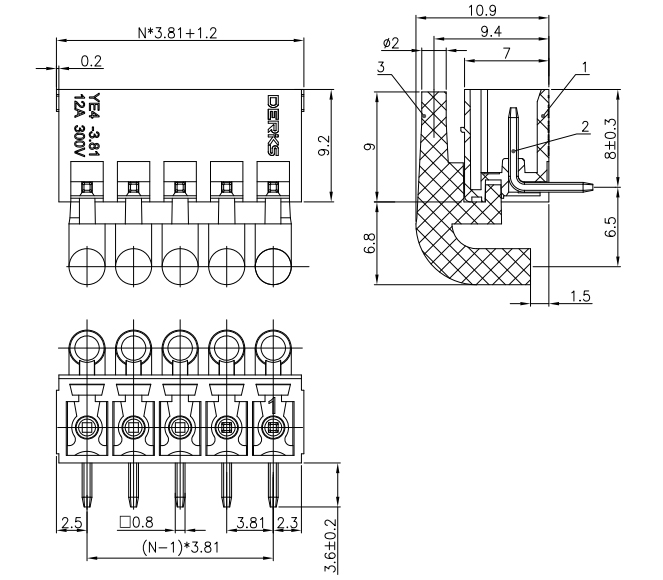KMYE430D381NP Pluggable Terminal Block (Receptacle)